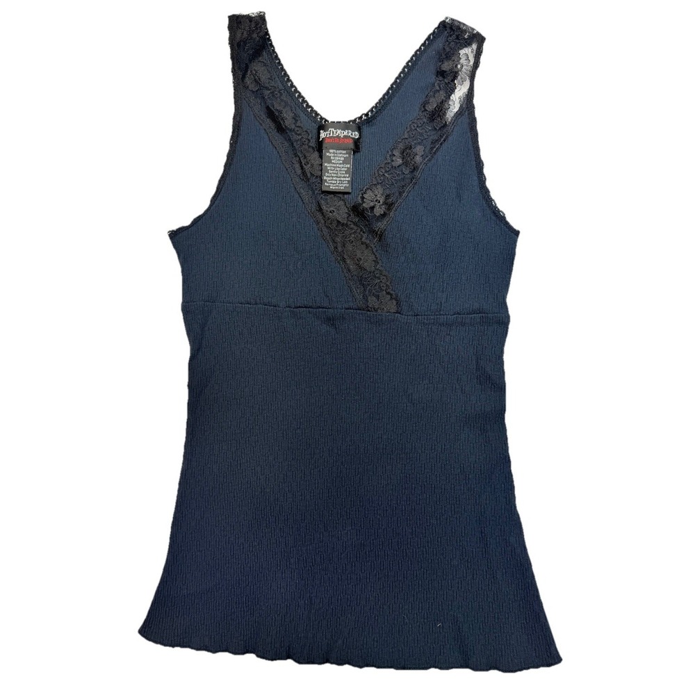 Hot Tempered Don't Be Afraid Lace‎ Trim Tank Top Women's Medium Goth Grunge Emo